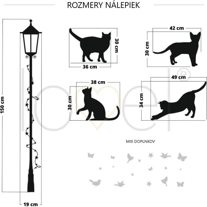 lovel.sk Nálepka na stenu Animals - mačičky s lampou Z062