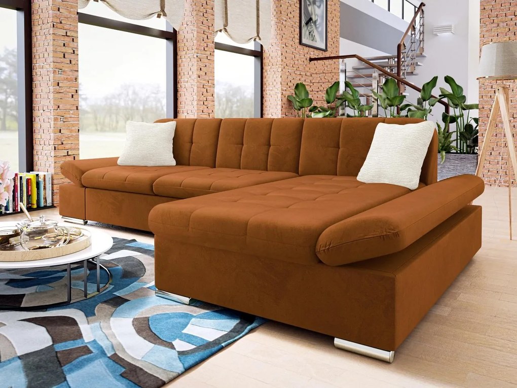 Rohová rozkladacia sedacia súprava Laviva Premium, Dostupné poťahy: Piano 21 + Piano 21 + Mokka 03, Strana: pravá