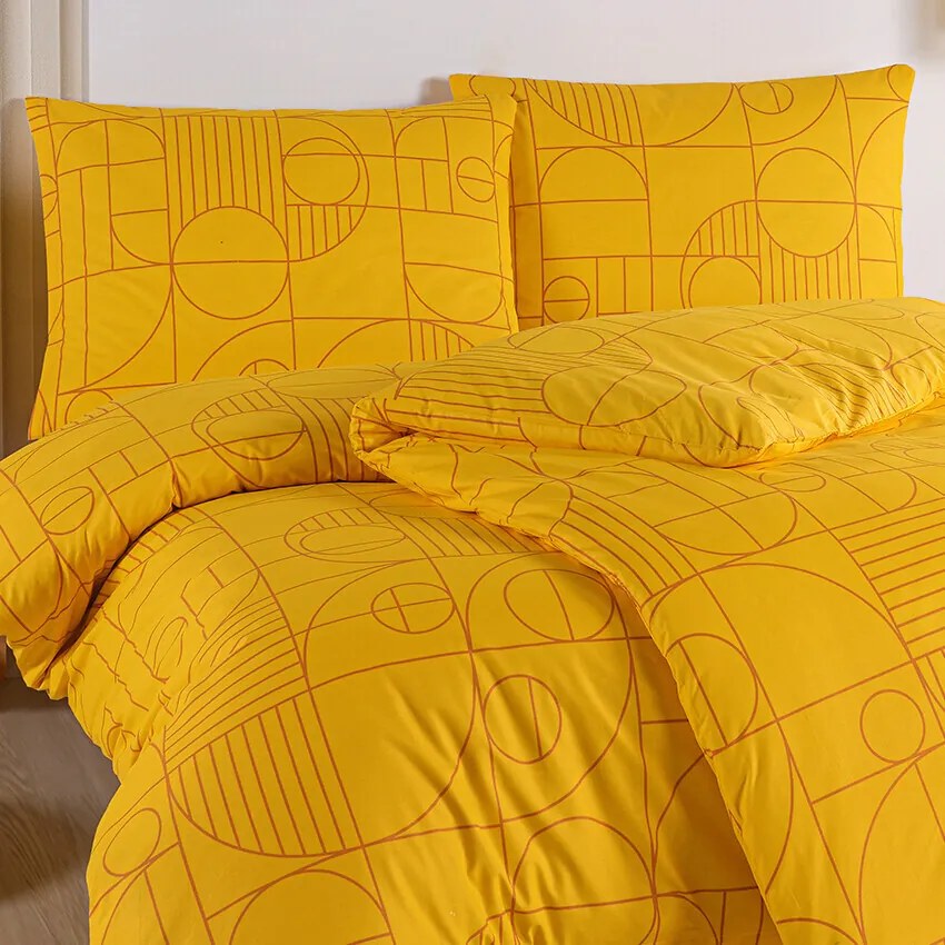 BedTex Bavlnené obliečky Geo Ray Flower, 140 x 220 cm, 70 x 90 cm, 140 x 220 cm, 70 x 90 cm