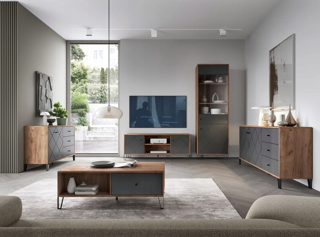 Konferenčný stolík Bilbao 110 cm cm dub remeselný tabak/grafit