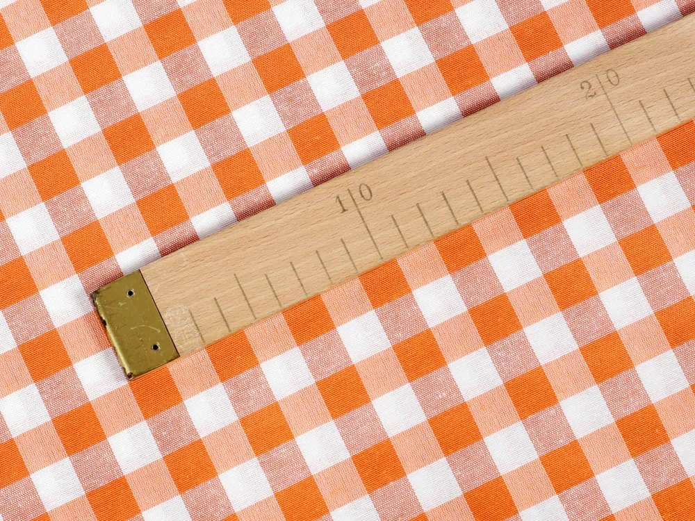 Biante Dekoračný oválny obrus Rebeka RE-005 Oranžovo-biela kocka stredná 100x140 cm
