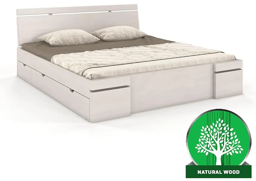 Posteľ borovicová Skandica Sparta maxi+zásuvka 200X200 biela