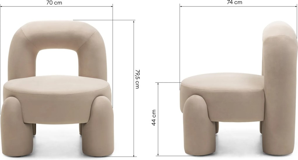 Designové křeslo Vasto samet/béžové