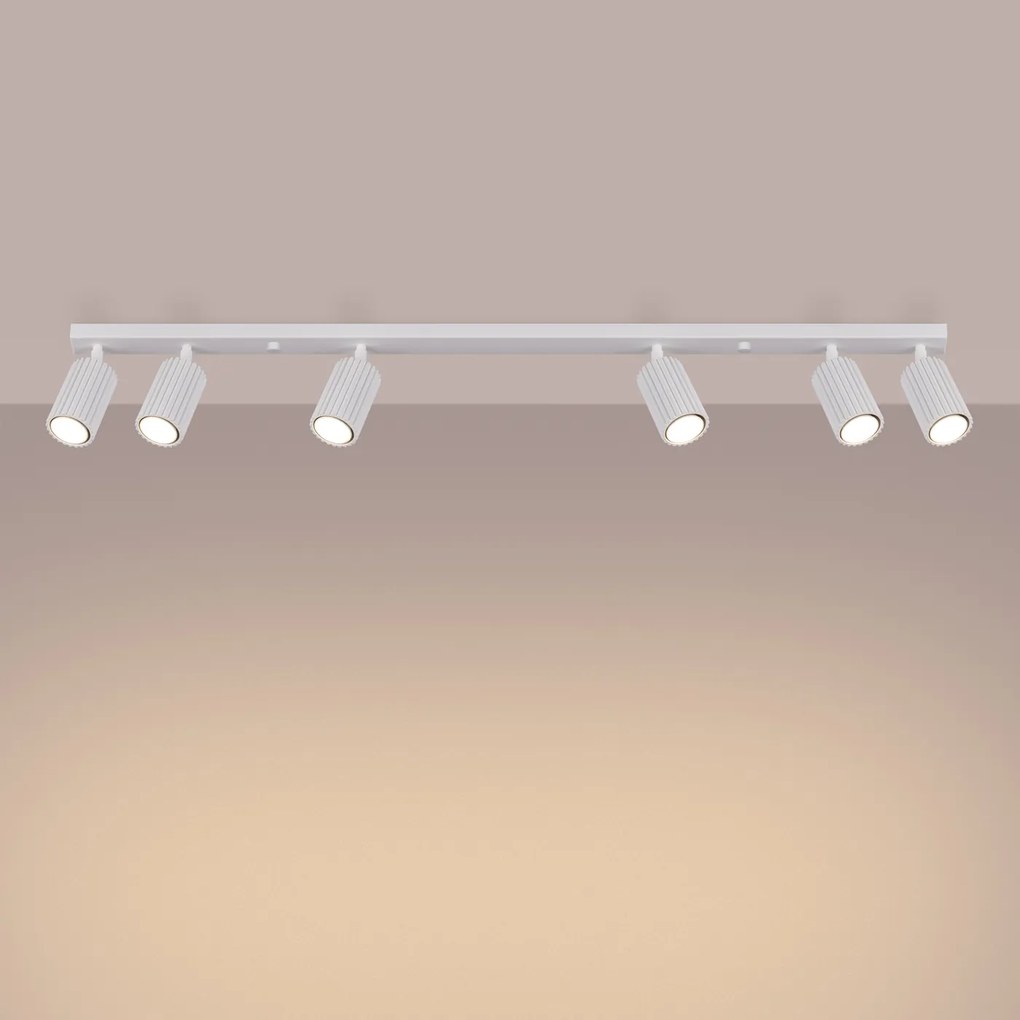 Bodové svietidlo Karbon, 6x biele kovové tienidlo, (možnosť polohovania)
