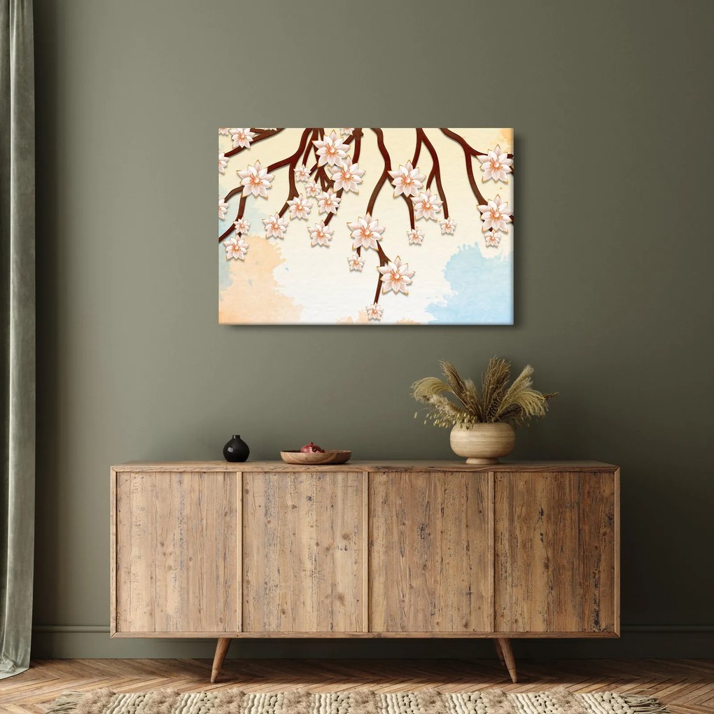 Obraz - Kvety na vetvách, farebné (90x60 cm)