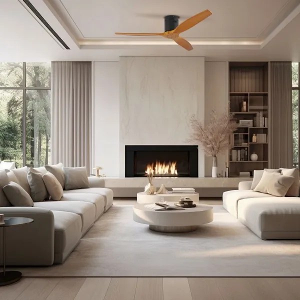 ZEVENTI - Stropný ventilátor SPELLO Wi-Fi Tuya čierna/dub + diaľkové ovládanie