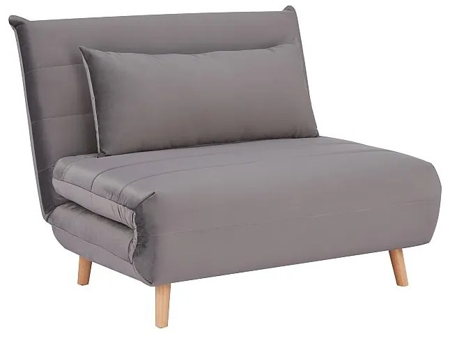 Sivé rozkladacie kreslo SPIKE VELVET