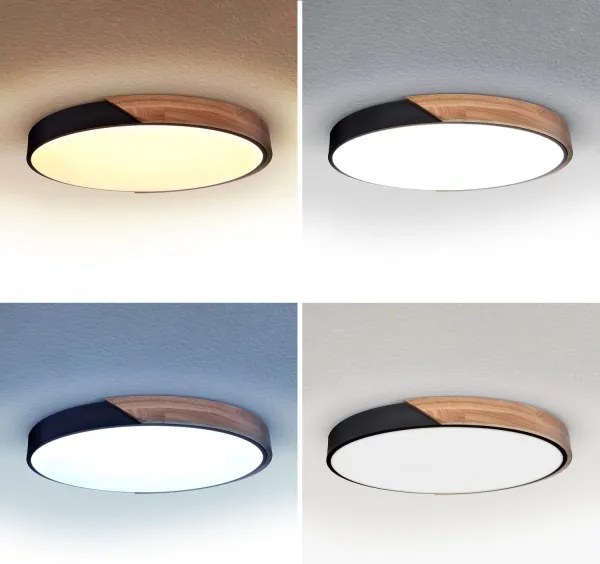 Brilagi - LED stmievateľné svietidlo PILANA LED/60W/230V dub/čierna pr. 58,5 cm + diaľkový ovládač