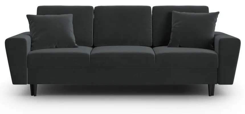 Tmavosivá zamatová rozkladacia/s úložným priestorom pohovka 235 cm Kyoto – Cosmopolitan Design