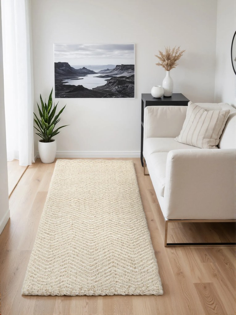 ELLE Decoration, Koberec behúň Majoli 106238 White z kolekcie Elle, 80x200, biela, chodba / predsieň