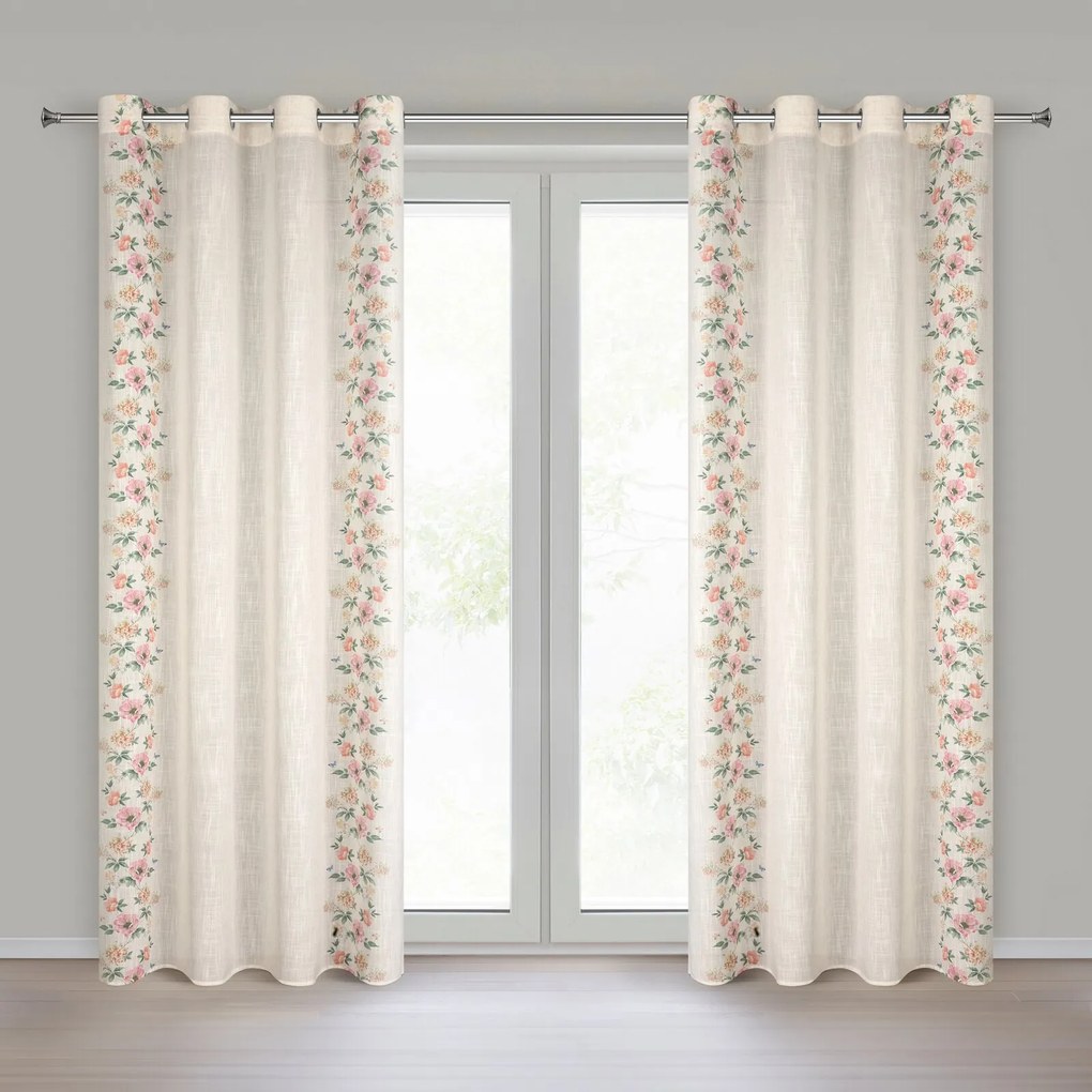 ZÁVES NA KRÚŽKOCH VANESA 140X250 CM KVETY