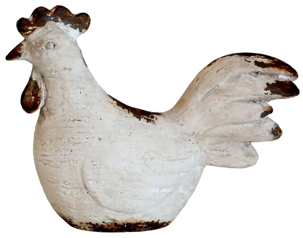 Béžová antik dekorácia kohútik - 15*6*12 cm