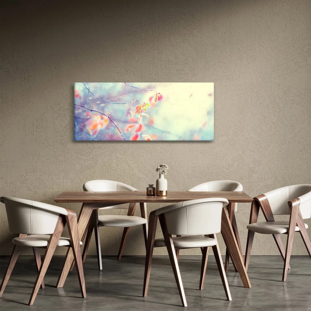 Obraz - Lístky v ľade (120x50 cm)