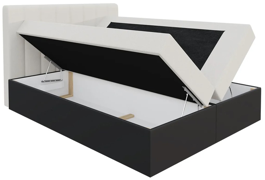 Kontinentálna posteľ Figo, Rozmer postele: 180x200, Dostupné poťahy: ekokoža Soft 011 (čierna) + Ikar 1