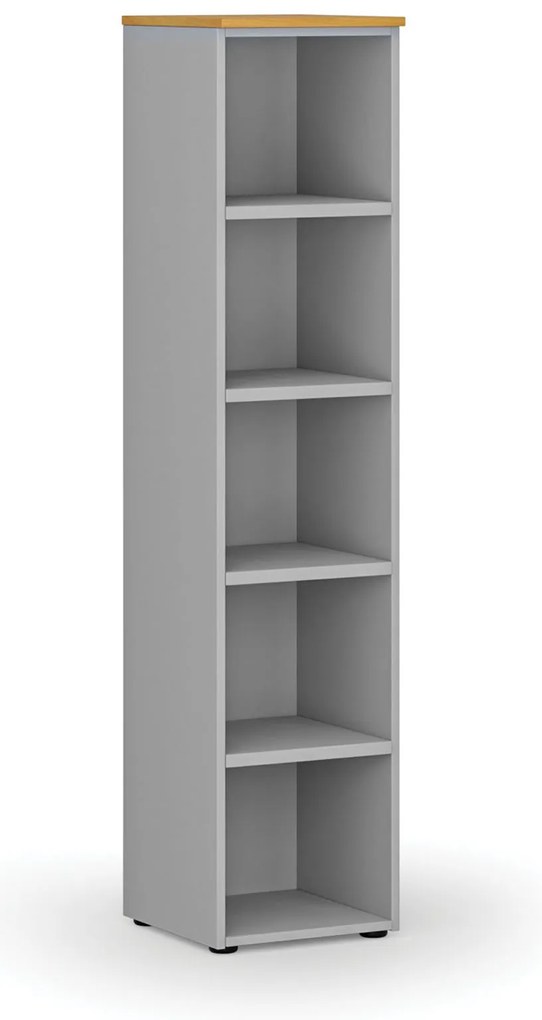 Kancelársky regál PRIMO GRAY, 400 x 420 x 1781 mm, sivá/buk
