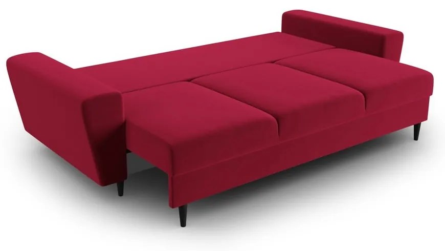 Červená zamatová rozkladacia/s úložným priestorom pohovka 235 cm Kyoto – Cosmopolitan Design