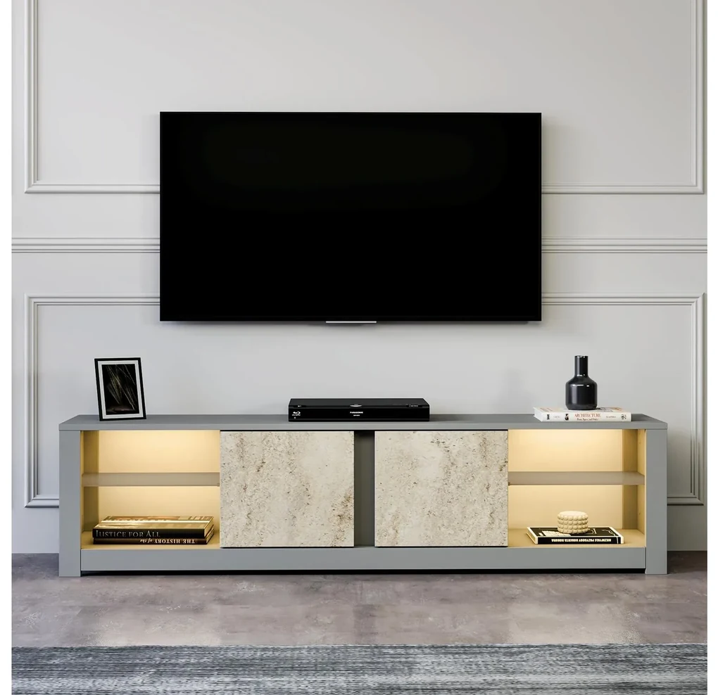 TV stolík/skrinka Adios (sivý travertín). Vlastná spoľahlivá doprava až k Vám domov. 1107997