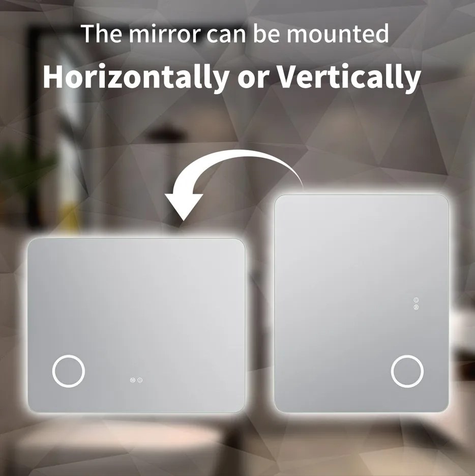 Erga Myra, LED zrkadlo 100x80 cm s kozmetickým zrkadlom 3x zväčšenie, 4114 lm, 3 farby svetla, zadné osvetlenie, ERG-V01-MYRA-1080-00