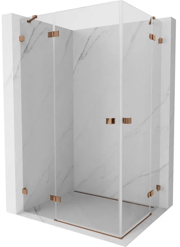 Mexen Lunar Duo, výklopný sprchový kút 115 x 75 cm, 8mm číre sklo, profil ružové zlato, 834-115L-075P-60-00