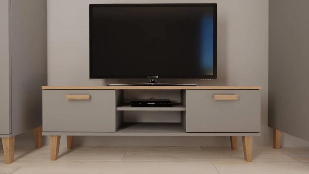 TV skrinka DENVER 120 cm sivá/dub hickory