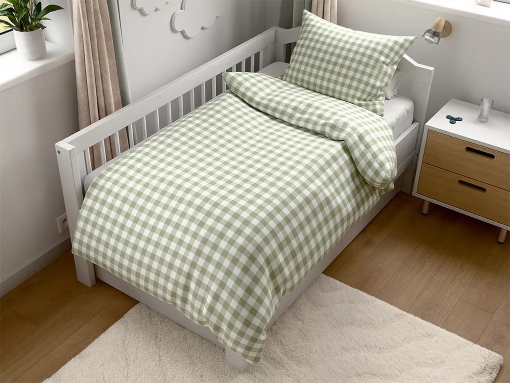 Krepové obliečky do postieľky Renforcé GRENTIS zelené Rozmer obliečky: 45 x 65 cm | 90 x 140 cm