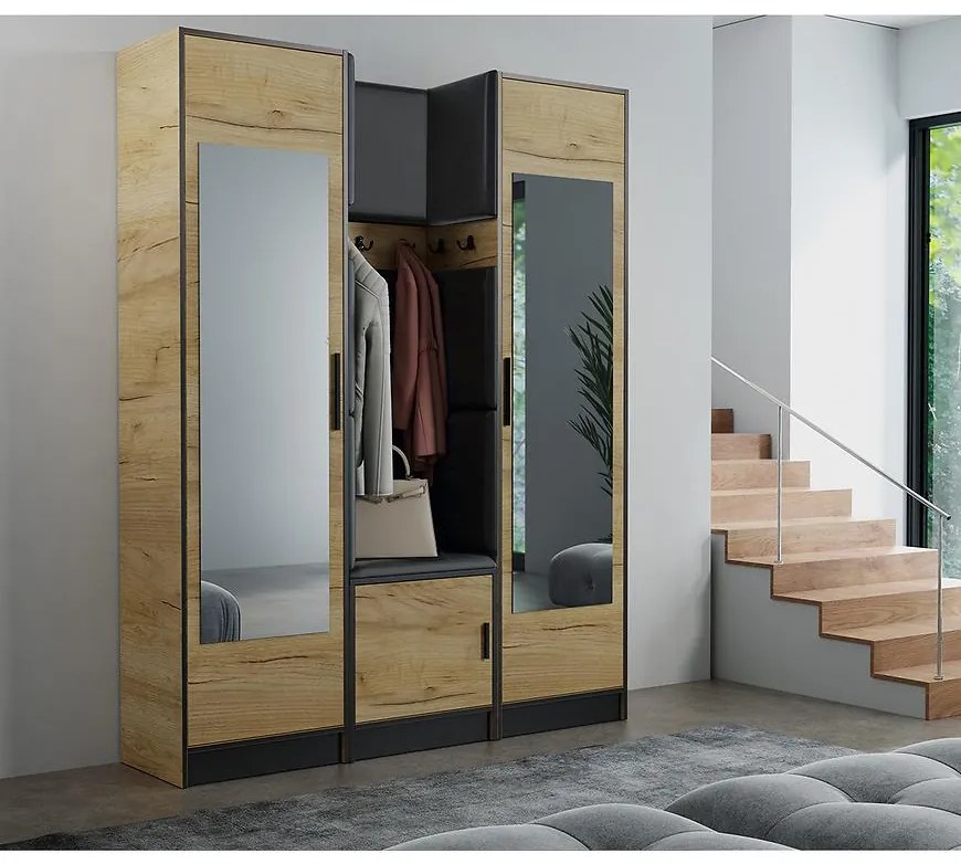 Predsieňový nábytok Roj 12 craft + Madryt 1100 ekokoža čierna