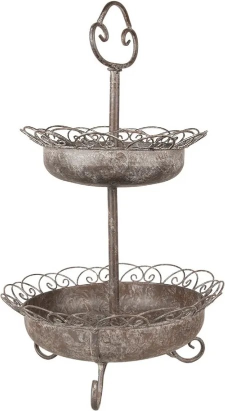 Hnedý antik kovový etažér Glocia - Ø 37*61 cm