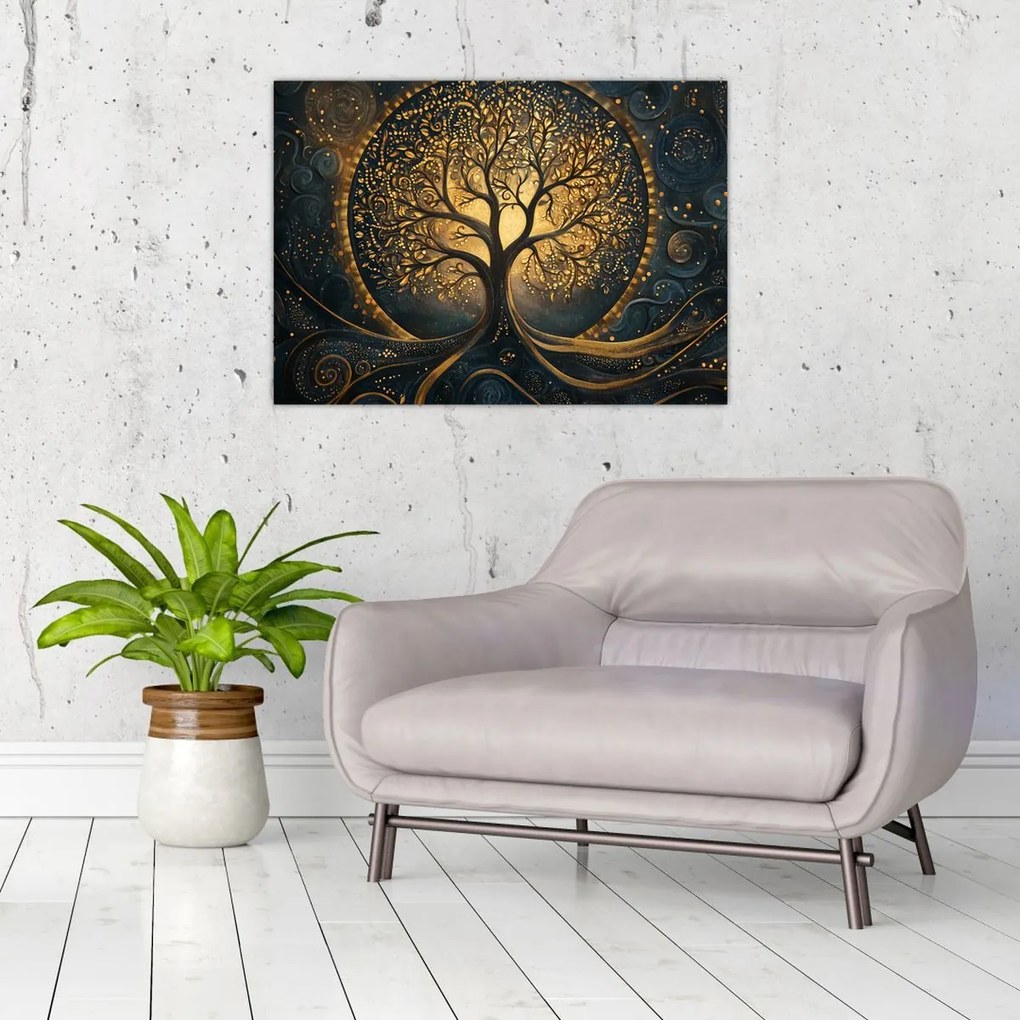 Obraz – Strom so zlatou aurou (70x50 cm)