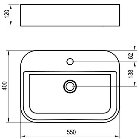 Ravak XJX01155005 - Umývadlo na dosku CERAMIC SLIM 55x40 cm keramika/biela