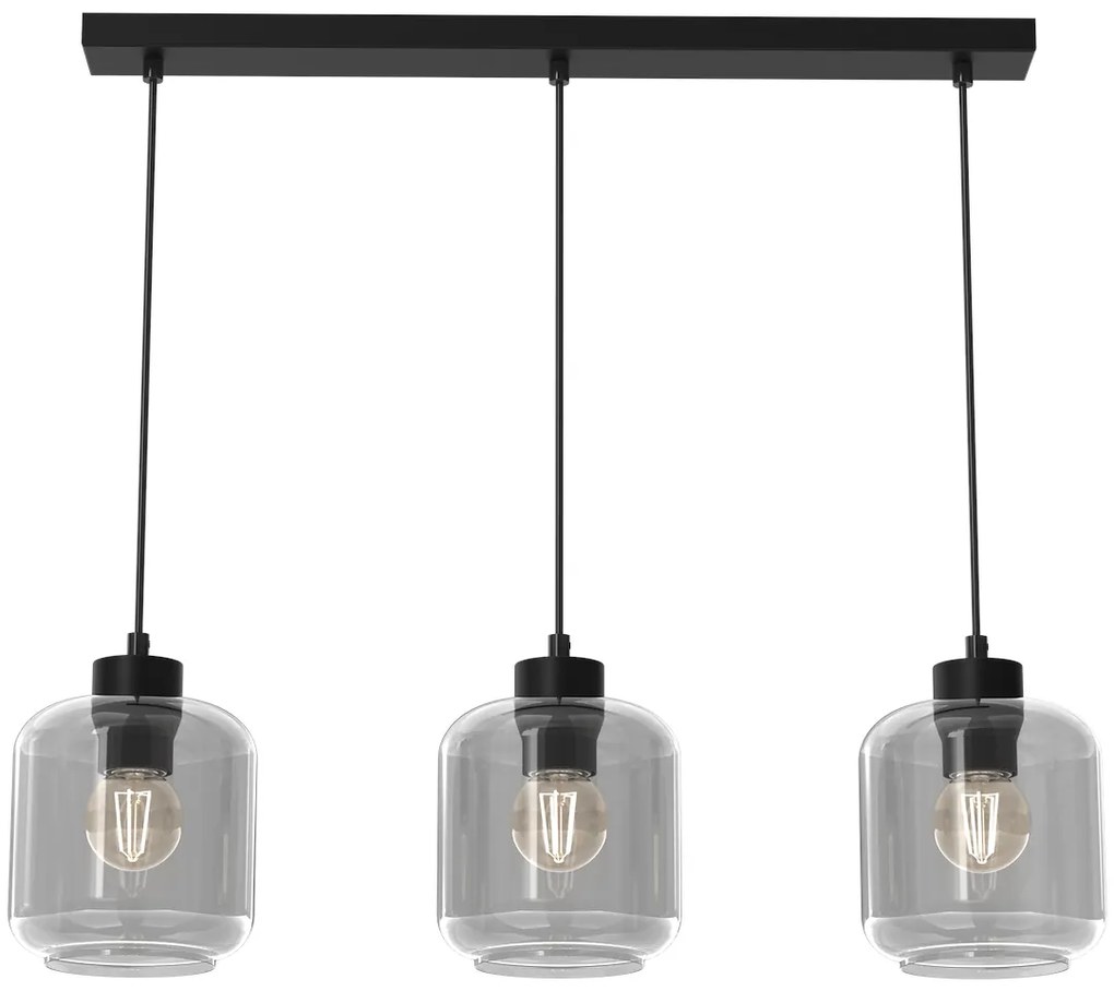 Závesné svietidlo Sombra, 3x grafitové sklenené tienidlo, b