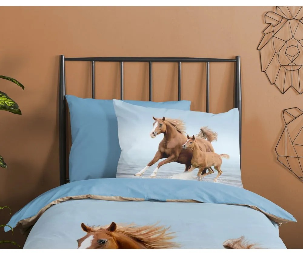 Modré bavlnené detské obliečky na jednolôžko 140x200 cm Free – Good Morning