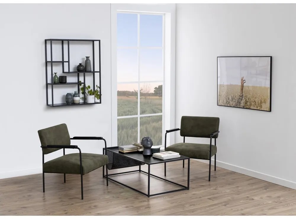 Čierna nástenná knižnica v dekore jaseňa 75x91 cm Seaford – Actona