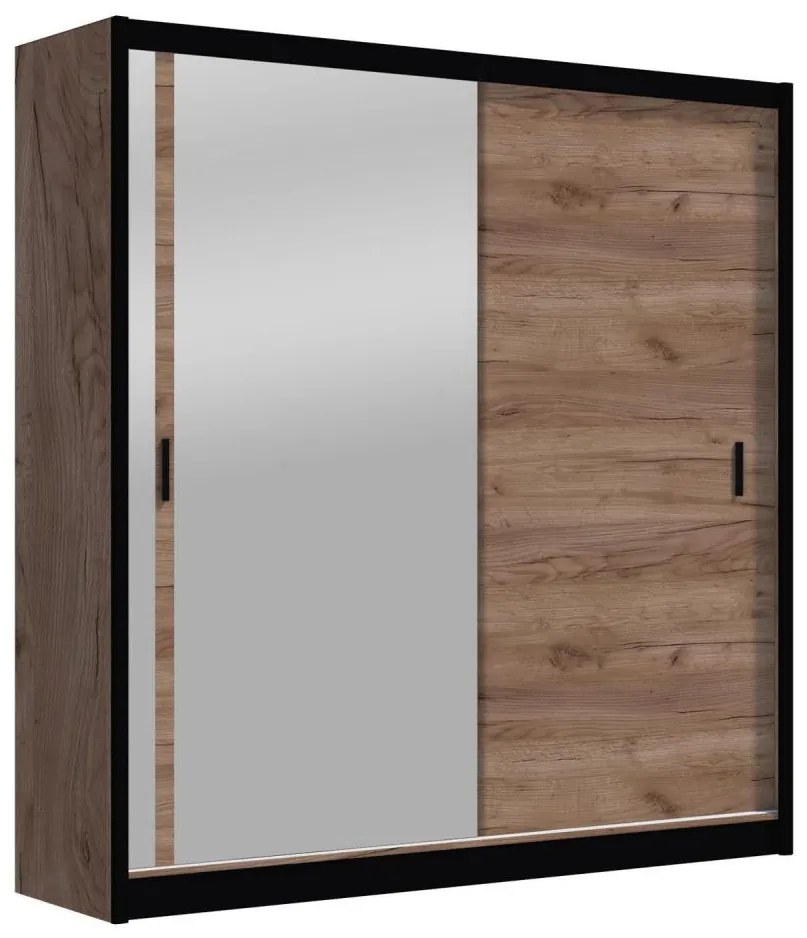 Šatní skriňa so zrkadlom SABRINA 203x215 cm dub craft