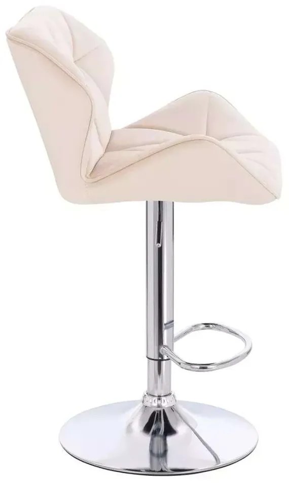 LuxuryForm DESIGN Barová stolička MILANO VELUR na striebornom tanieri - krémová