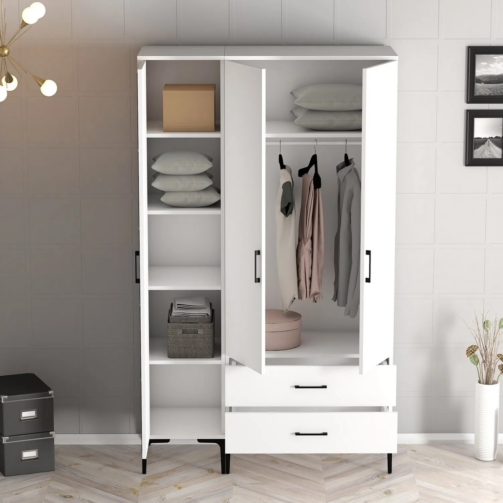 Šatníková skriňa Kiara RT (biela). Akcia -15%. Vlastná spoľahlivá doprava až k Vám domov. 1088485