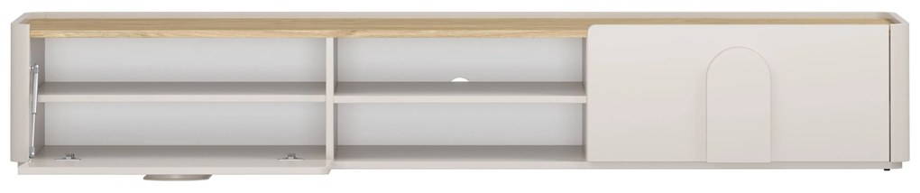 TV stolík Amilio 220 cm so zásuvkou - kašmír / olejovaný dub / úchytky kašmír
