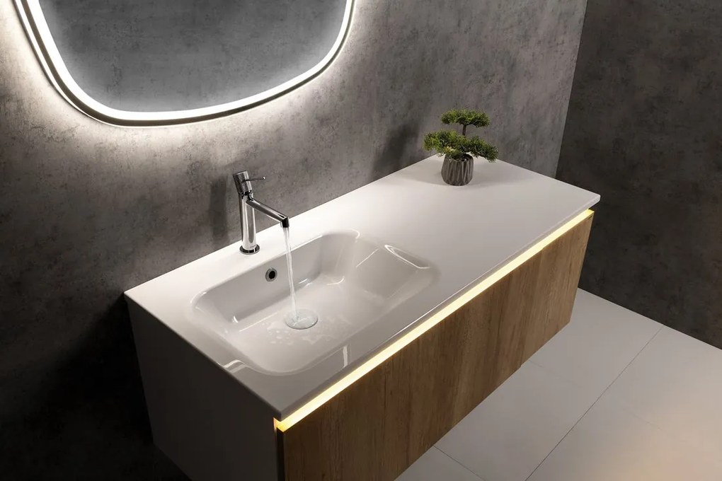 Sapho Sapho, LOREA skrinka 100x46x51,5cm (70+30cm), ľavá, dub collingwood/čierna matná, LE070-1935-L-03