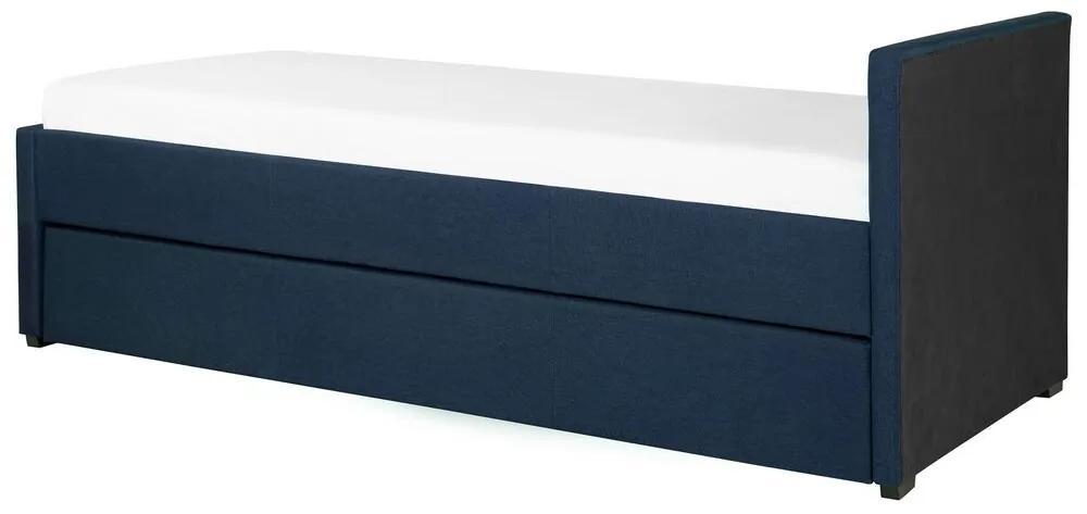Rozkladacia čalúnená posteľ 80 x 200 cm modrá MARMANDE Beliani