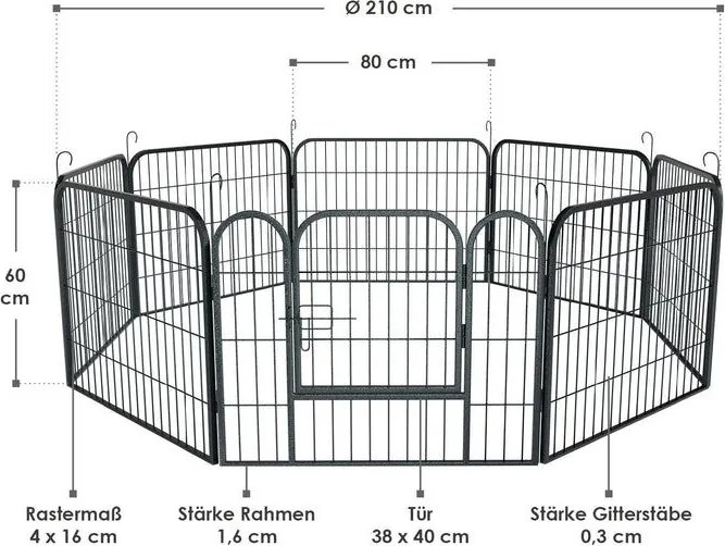 Kovová klietka pre šteniatka a malé zvieratá 80x60 cm,Ø210cm