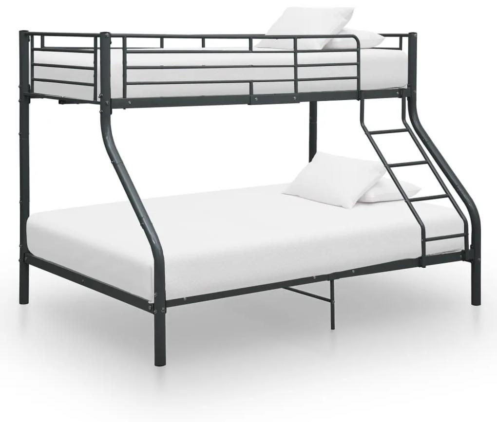 Rám poschodovej postele čierny kovový 140x200/90x200 cm