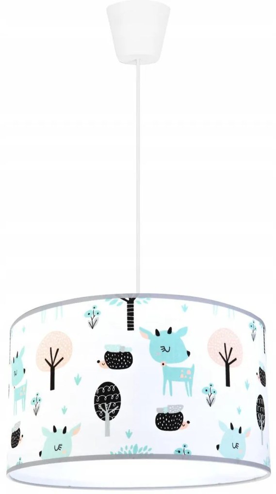 Detské závesné svietidlo Bambi, 1x textilné tienidlo so vzorom