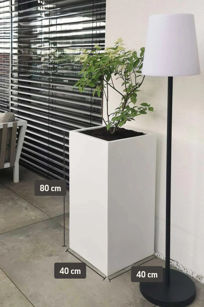 Kvetináč BLOCK, sklolaminát, výška 75 cm, biely mat