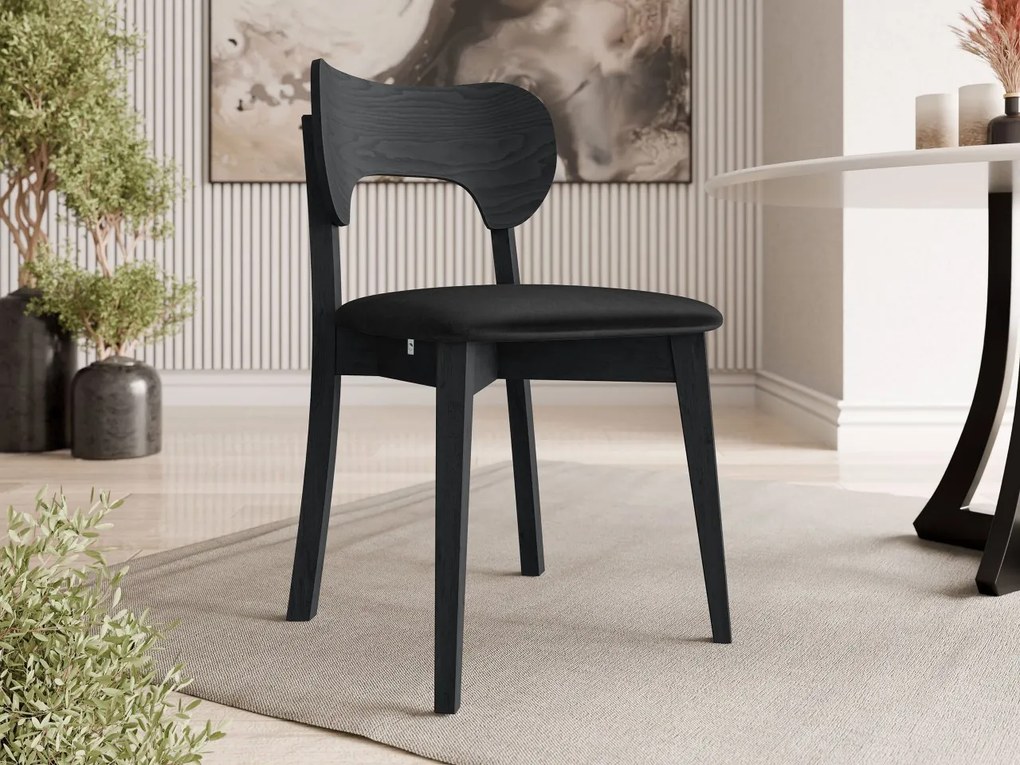 Čalúnená jedálenská stolička KT64, Dostupné poťahy: Magic Velvet 2250, Farby: czarny