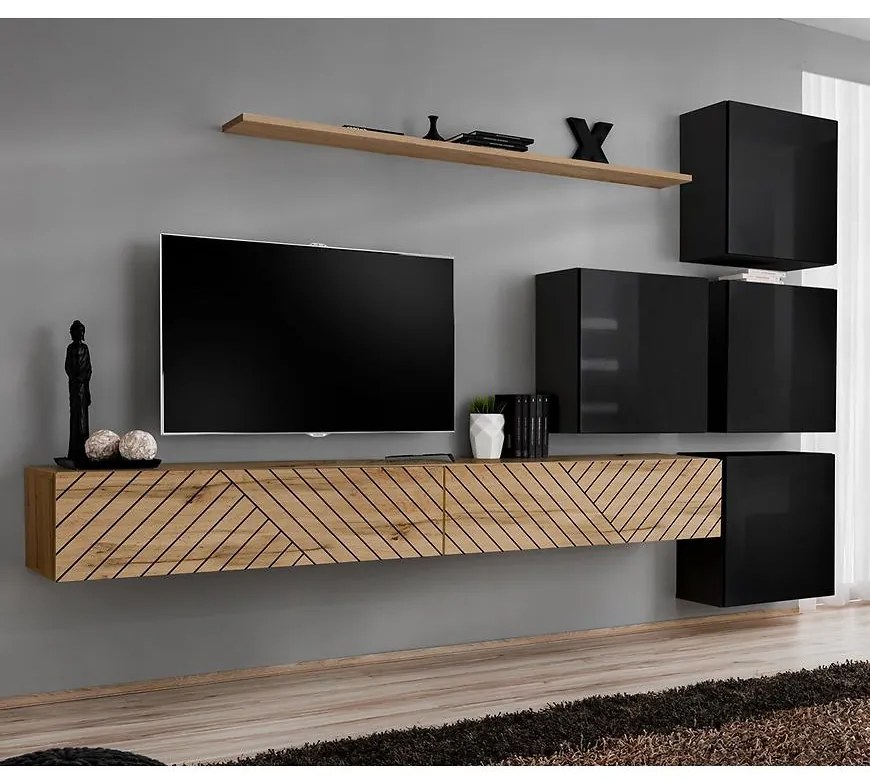 Obývacia Stena Switch IX Line Wotan/Čierna