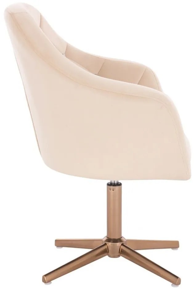 LuxuryForm DESIGN Kreslo ROMA VELUR na zlatom kríži - krémové