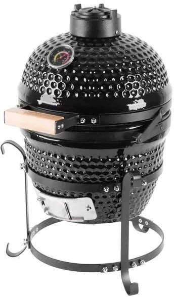 ST Záhradný keramický gril kamado vajíčko na drevené uhlie 27cm čierny