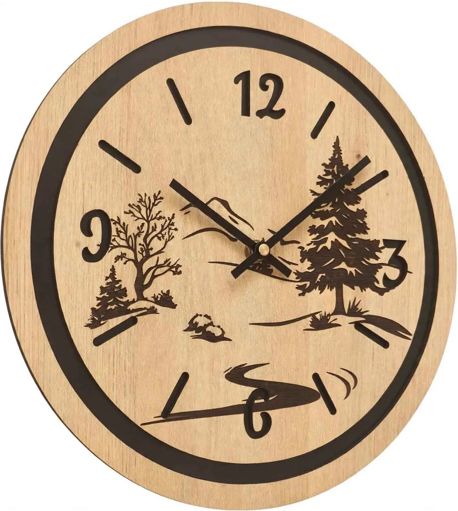 Hodiny na stenu do obývačky - Príroda a les | GRUN: HDF - Javor 30 cm 4799-115371 HDF0609-čiene-ruky