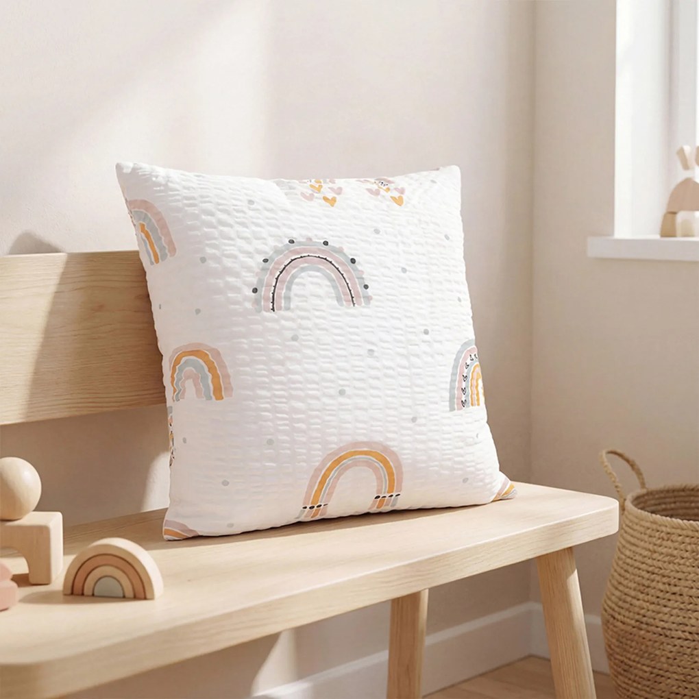 Goldea detská krepová obliečka na vankúš - maľované dúhy 40 x 40 cm