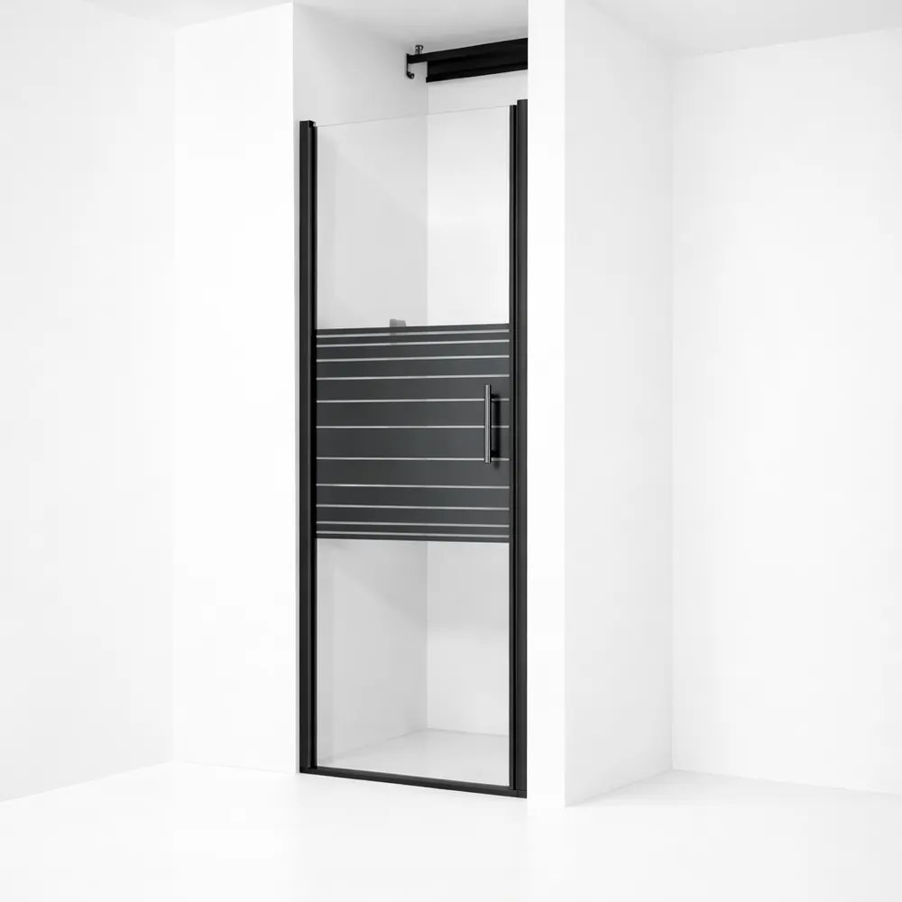 Madeira Black Pattern 90 otváracie sprchové dvere, 190cm, 6mm