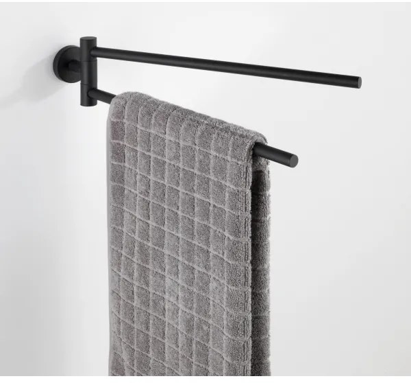 WENKO 24238100-Držiak uterákov BOSIO BLACK 5,5x43 cm nerez/strieborná